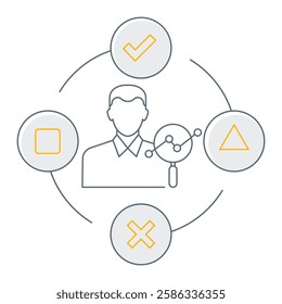 Behavioral Data Analysis Icon– Decision Making and User Behavior Insights. Editable Stroke Icon.