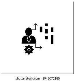 Behavioral date glyph icon.Observation insights into consumers behavior on platforms,online games, web and mobile app.Filled flat sign. Isolated silhouette vector illustration