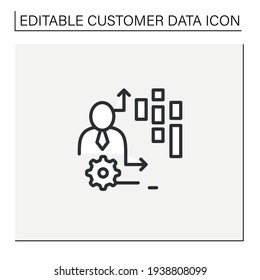 Icono de línea de fecha conductual.Observaciones que profundizan en el comportamiento de los consumidores en plataformas, juegos en línea, aplicaciones web y móviles.Concepto de datos de clientes Isolación de ilustración vectorial.Accidente editable