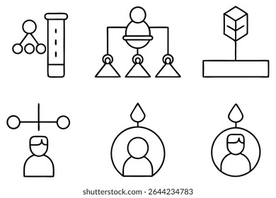 Arte de línea de experiencia conductual con temas de análisis y pruebas conductuales.eps
