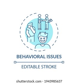 Behavioral Issues Concept Icon. Online Family Therapy Types. Behavioral And Conduct Diseases Basics Idea Thin Line Illustration. Vector Isolated Outline RGB Color Drawing. Editable Stroke