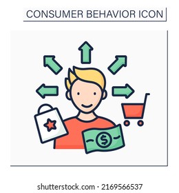 Behavioral Segmentation Color Icon. Analyze Potential Consumers Needs. Mindful Shopping. Consumer Behavior Concept. Isolated Vector Illustration