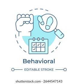Behavioral soft blue concept icon. Time management. Schedule, planning. Tracking, analysis. Round shape line illustration. Abstract idea. Graphic design. Easy to use in article, blog post