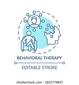 Behavioral Therapy Concept Icon. Mental Health Disorders Treatment Idea Thin Line Illustration. Clinical Psychotherapy. Cognitive Psychology. Vector Isolated Outline RGB Color Drawing. Editable Stroke