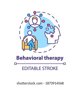 Behavioral Therapy Concept Icon. Mental Health Disorders Treatment Idea Thin Line Illustration. Self-destructive, Unhealthy Behavior Change. Vector Isolated Outline RGB Color Drawing. Editable Stroke