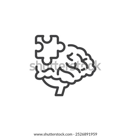 Behavioral Therapy line icon. linear style sign for mobile concept and web design. Brain with a puzzle piece outline vector icon. Symbol, logo illustration. Vector graphics