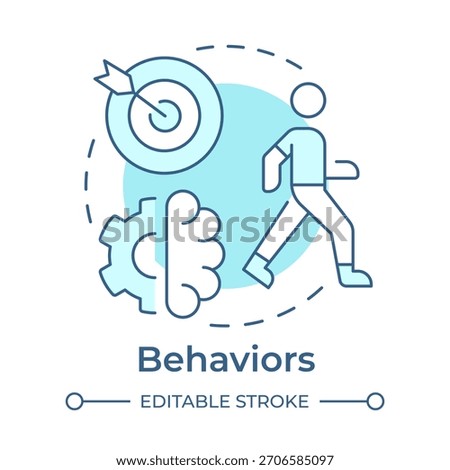 Behaviors soft blue concept icon. Personal development, goal achievement. Self improvement. Round shape line illustration. Abstract idea. Graphic design. Easy to use in blog post, booklet