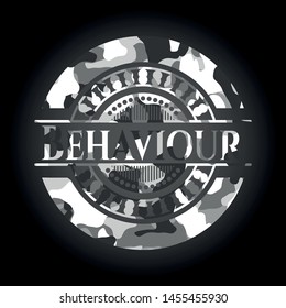 Behaviour grey camouflaged emblem. Vector Illustration.