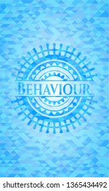 Behaviour sky blue emblem with triangle mosaic background