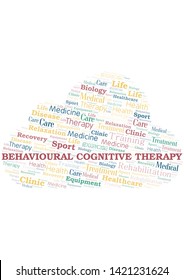 Behavioural Cognitive Therapy word cloud. Wordcloud made with text only.