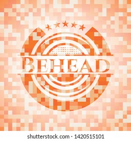 Behead abstract orange mosaic emblem