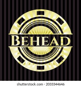 Behead golden badge or emblem. Vector Illustration. Detailed. 