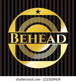 Behead golden emblem or badge. Vector Illustration. Detailed. 