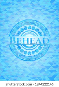 Behead light blue emblem with triangle mosaic background
