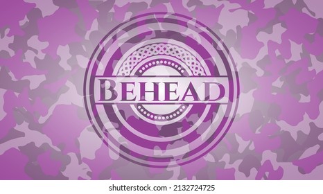 Behead pink and purple written on a camouflage texture. Vector Illustration. Detailed. 