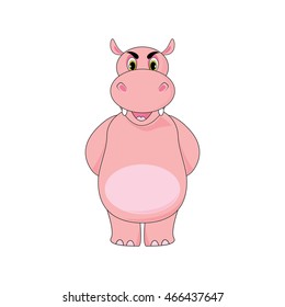 Behemoth hides paws behind his back on white background in vector.