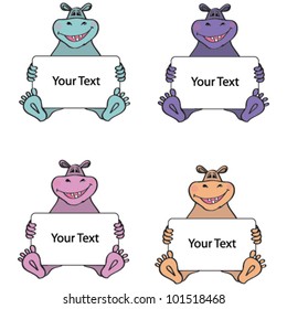 Behemoth keeps the frame for a photo. Vector.