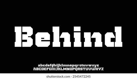 Behind, abstract technology sporty theme alphabet font. digital space typography vector illustration design