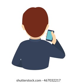 behind business smartphone businessperson man suit silhouette tie vector graphic isolated and flat illustration