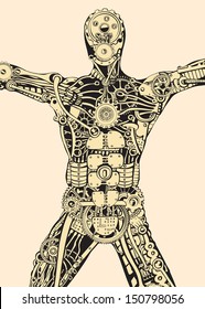 Behind the curtain. The exposed human body.