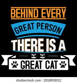 behind every great person here is a great cat oversize vector design illustration print poster