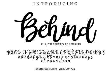 Behind Font Stylish brush painted an uppercase vector letters, alphabet, typeface