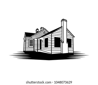 Behind the House with Chimney Symbol Vector