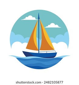 behind a sailboat vector on the horizon