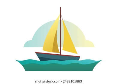 behind a sailboat vector on the horizon