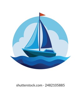 behind a sailboat vector on the horizon