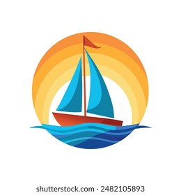 behind a sailboat vector on the horizon