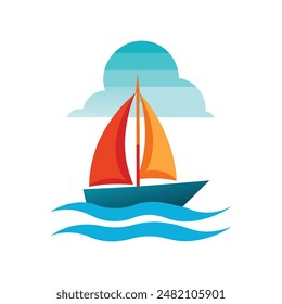 behind a sailboat vector on the horizon