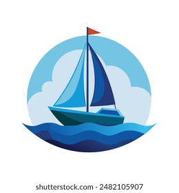 behind a sailboat vector on the horizon