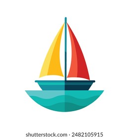 Hinter einer Segelboot-Vektorgrafik am Horizont
