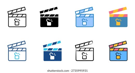 Behind the Scene icons set multiple style collection. Editable stroke 
