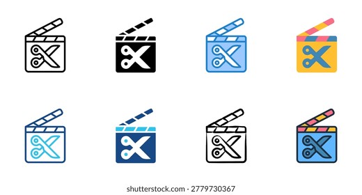 Behind the scenes icons set multiple style collection. Editable stroke 
