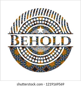 Behold arabic style emblem. Arabesque decoration.