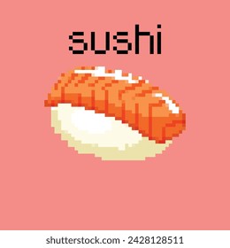 Behold, a delectable sushi feast meticulously crafted in vibrant vector pixel art! Each roll and nigiri bursts with pixel-perfect detail, showcasing the artistry of Japanese cuisine. Vibrant colors an