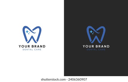 Behold the dental logo, elegantly designed in a calming blue color that exudes professionalism and trust. Minimal and clean logo concept for dental care