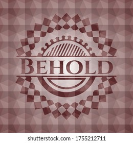 Behold red seamless geometric badge. 