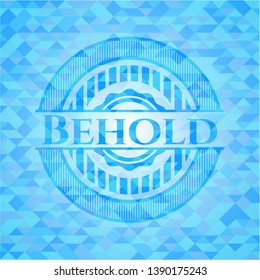 Behold sky blue emblem. Mosaic background