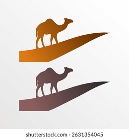 Behold this vector silhouette: an elegant and minimalist depiction of a camel stepping calmly across the vast desert. Its distinctive form is clearly captured, from its iconic hump, long graceful neck