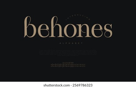 Behones typography beauty fashion elegant minimalist serif italic fonts decorative wedding vintage retro logos. Minimal luxury font alphabet logo. Vector illustration