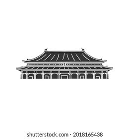 Bei Jing apm, Wang Fu Jing, Dongcheng Qu, Beijing Shi, China Temple Icon Silhouette Illustration. Asian Architecture Vector Graphic Pictogram Symbol Clip Art. Doodle Sketch Black Sign.