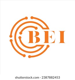 Diseño de letras BEI. Diseño del logotipo de la tecnología de letras BEI sobre fondo blanco. Diseño del logotipo BEI Monogram para empresarios y empresas