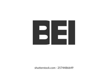 BEI logo design template with strong and modern bold text. Initial based vector logotype featuring simple and minimal typography. Trendy company identity ideal for businesses brand presence.