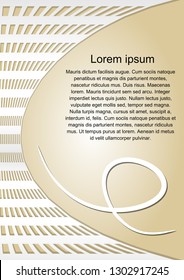 Beige abstract background with paper cut elements,curved lattice cut out of paper with shadow, copy-space, sample text, flyer, book cover, leaflet, bill design