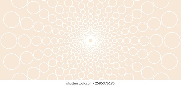 Beige abstract background with white circles in the form of rays