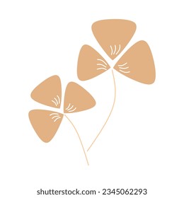 Elemento vector floral abstracto beige