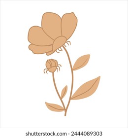 Beige abstract floral vector element